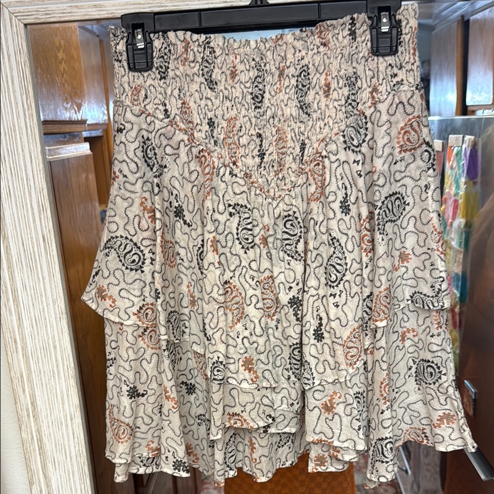 New Floral Patterned Cream Skirt